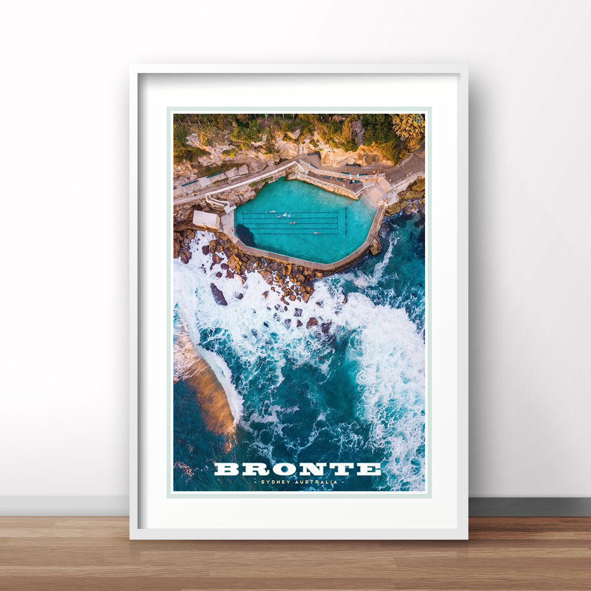 Bronte pool vintage travel style print by places we luv