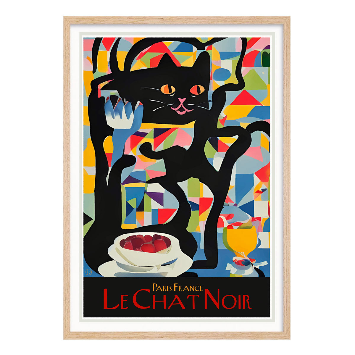 Le chat Noir Paris vintage retro poster print in oak frame from Places We Luv