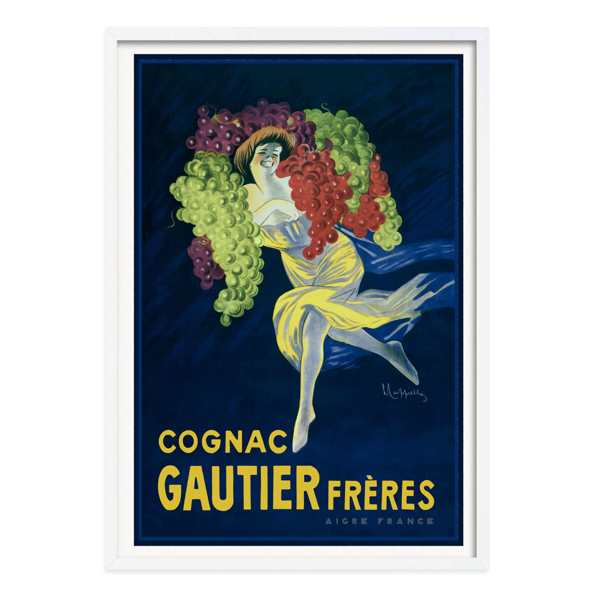 French Cognac retro vintage poster print in white frame from Places We Luv
