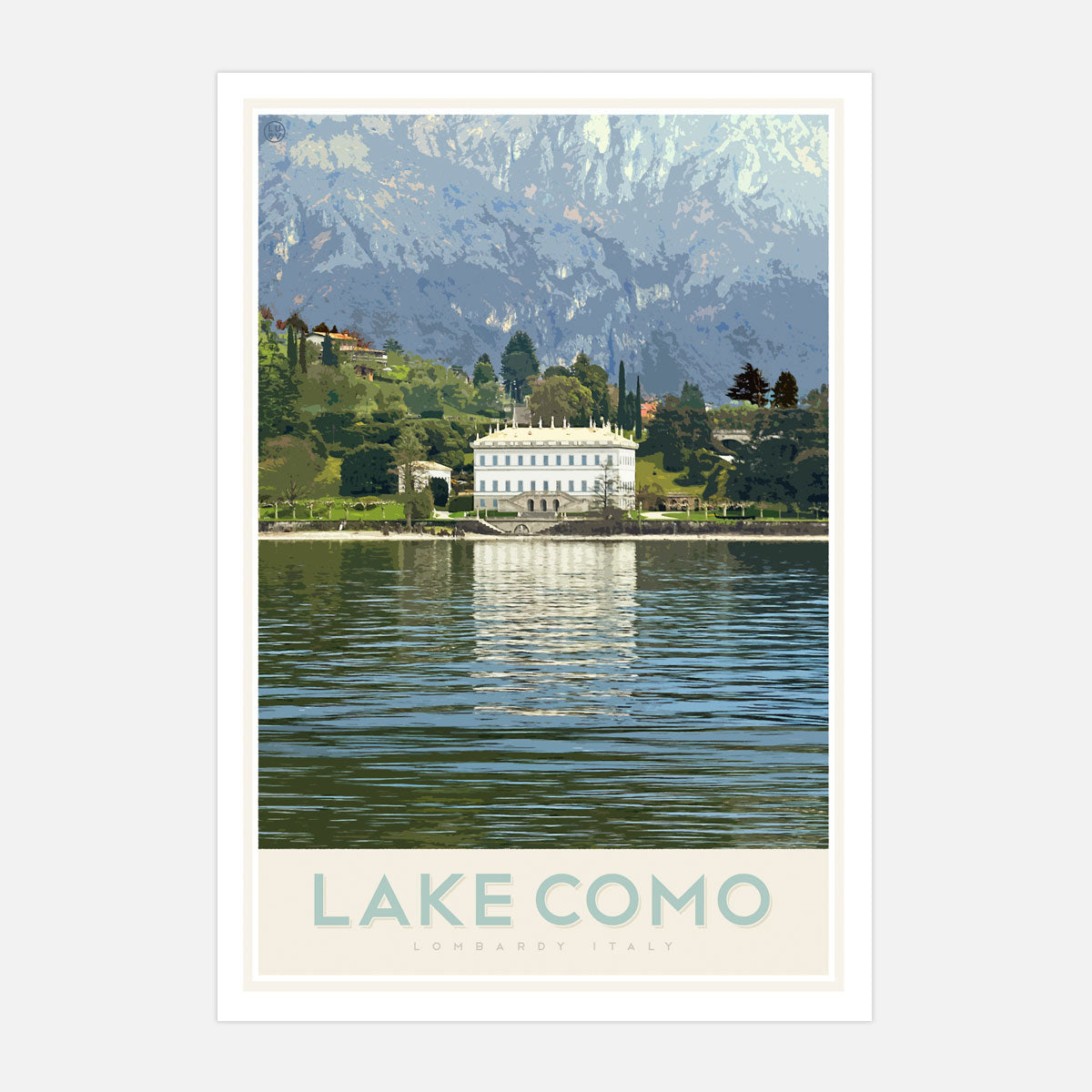 Lake Como Italy, retro travel style print by places we luv