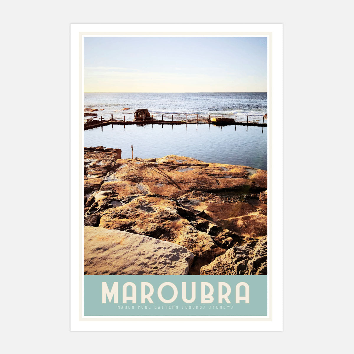 Mahon Pool maroubra travel print and framed poster by Places we Luv