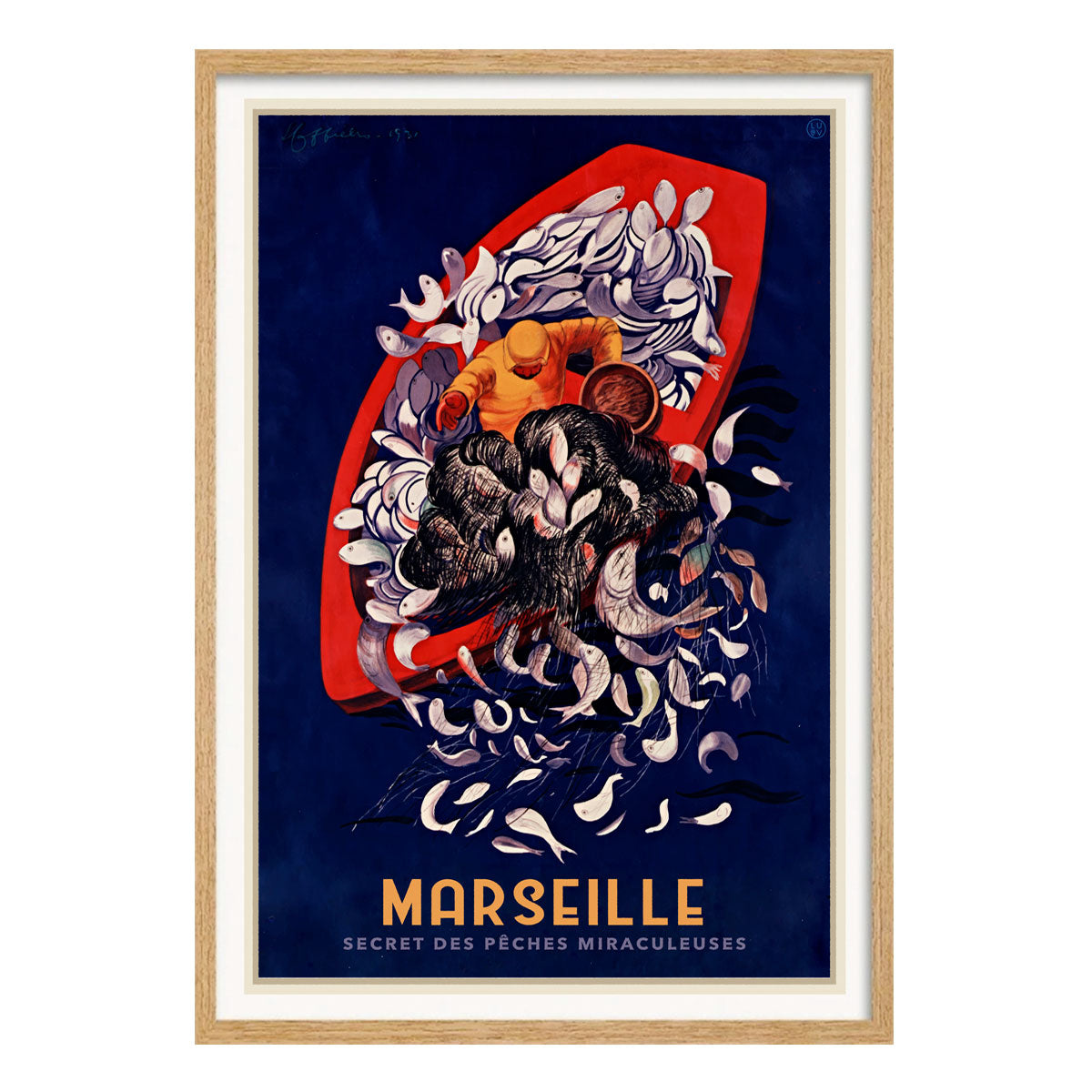 Marseille travel poster France vintage retro oak framed print from Places We Luv