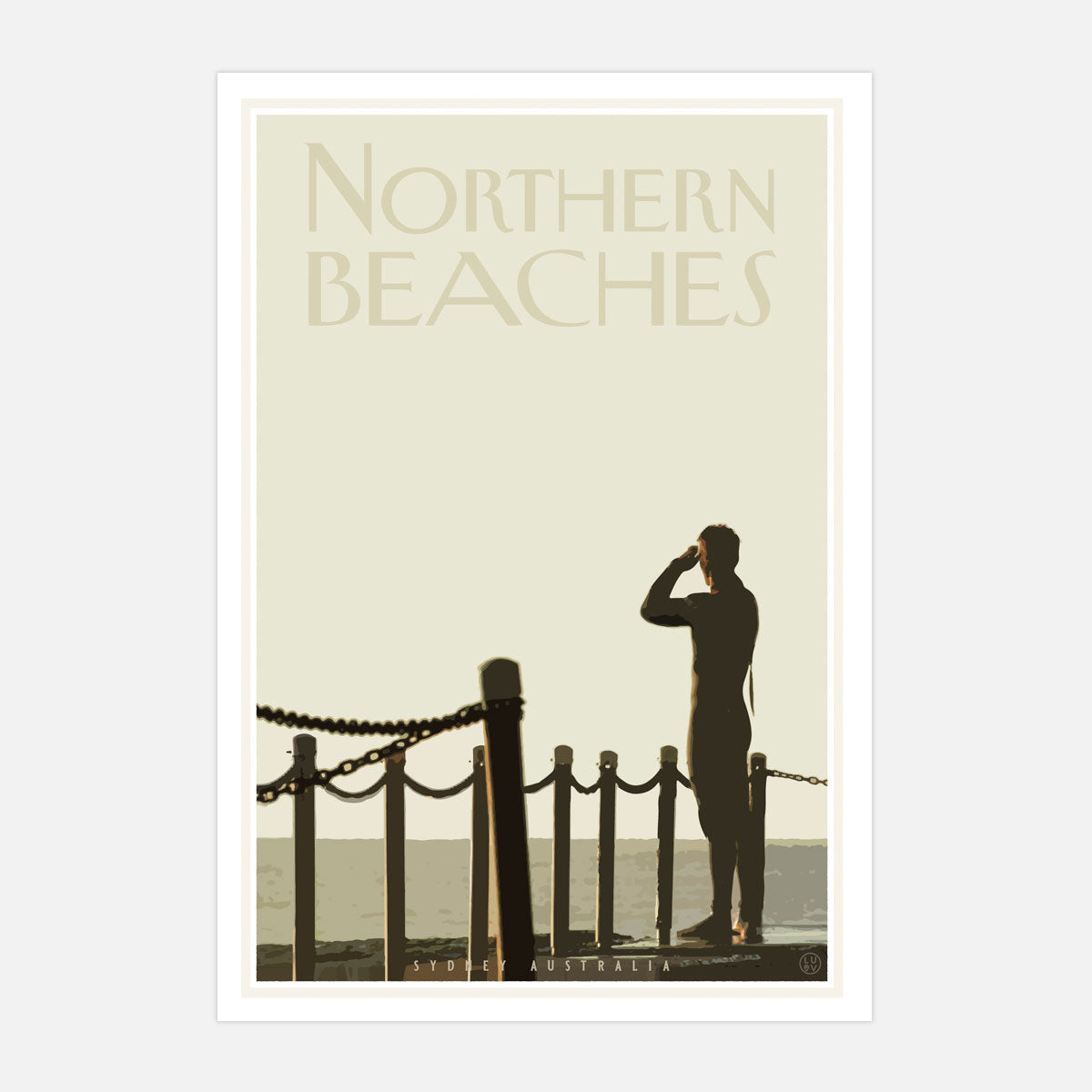 Framed Northern Beaches Sydney vintage style travel print by placesweluv