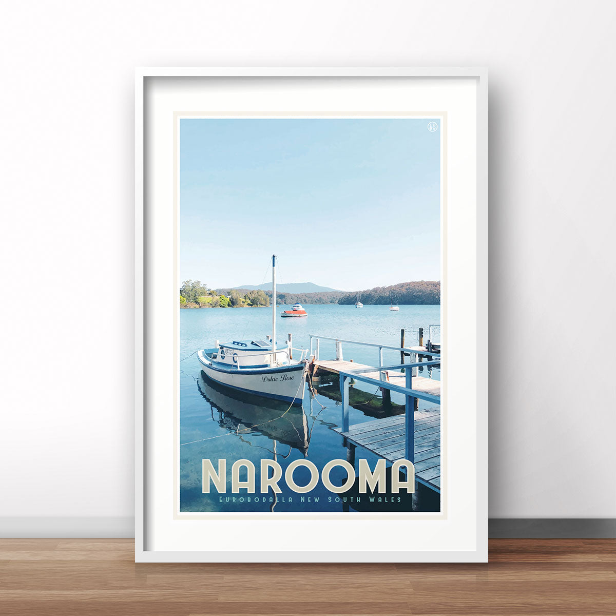 Narooma fishing boat vintage travel style print by places we luv