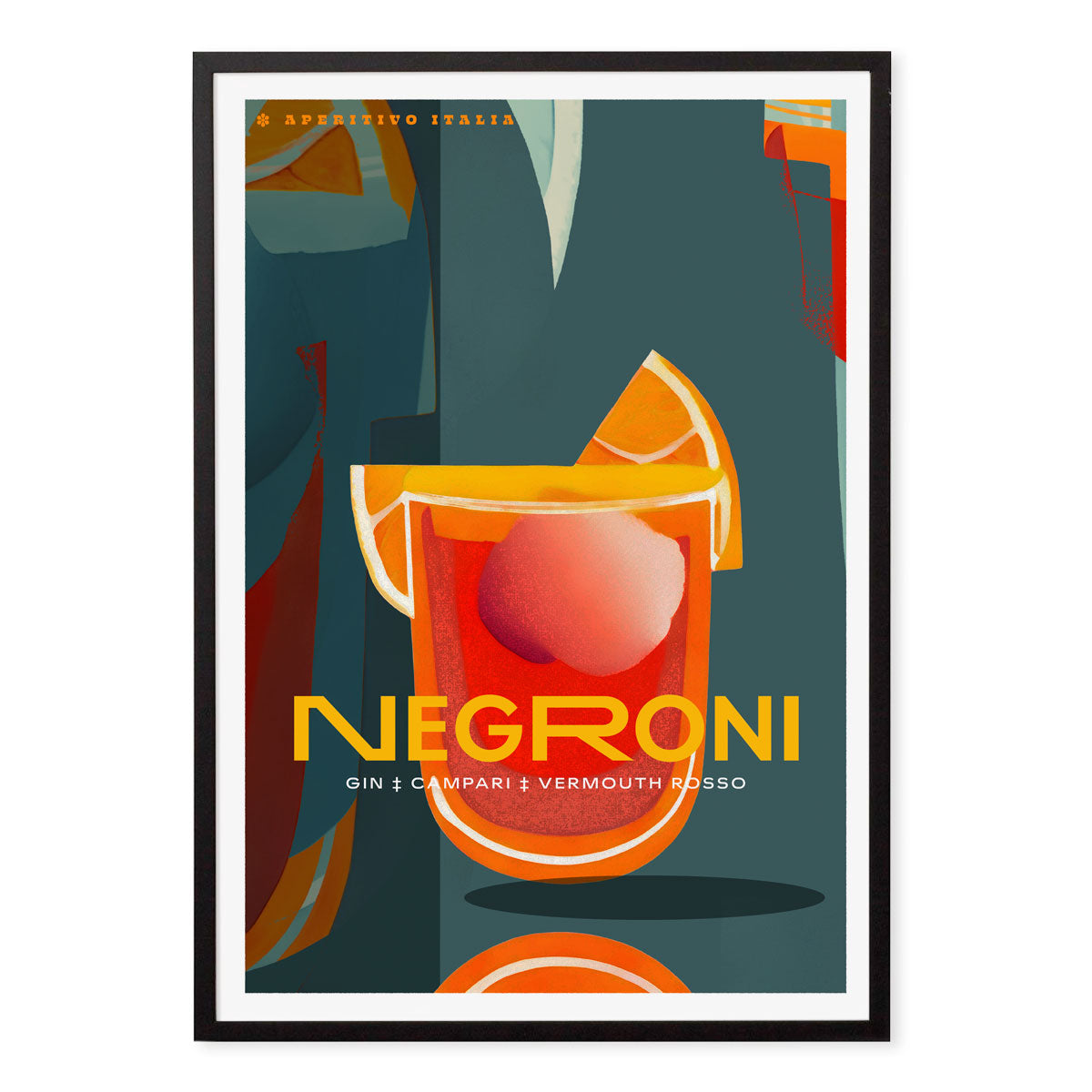 Negroni Italy vintage retro poster print in black frame from Places We Luv