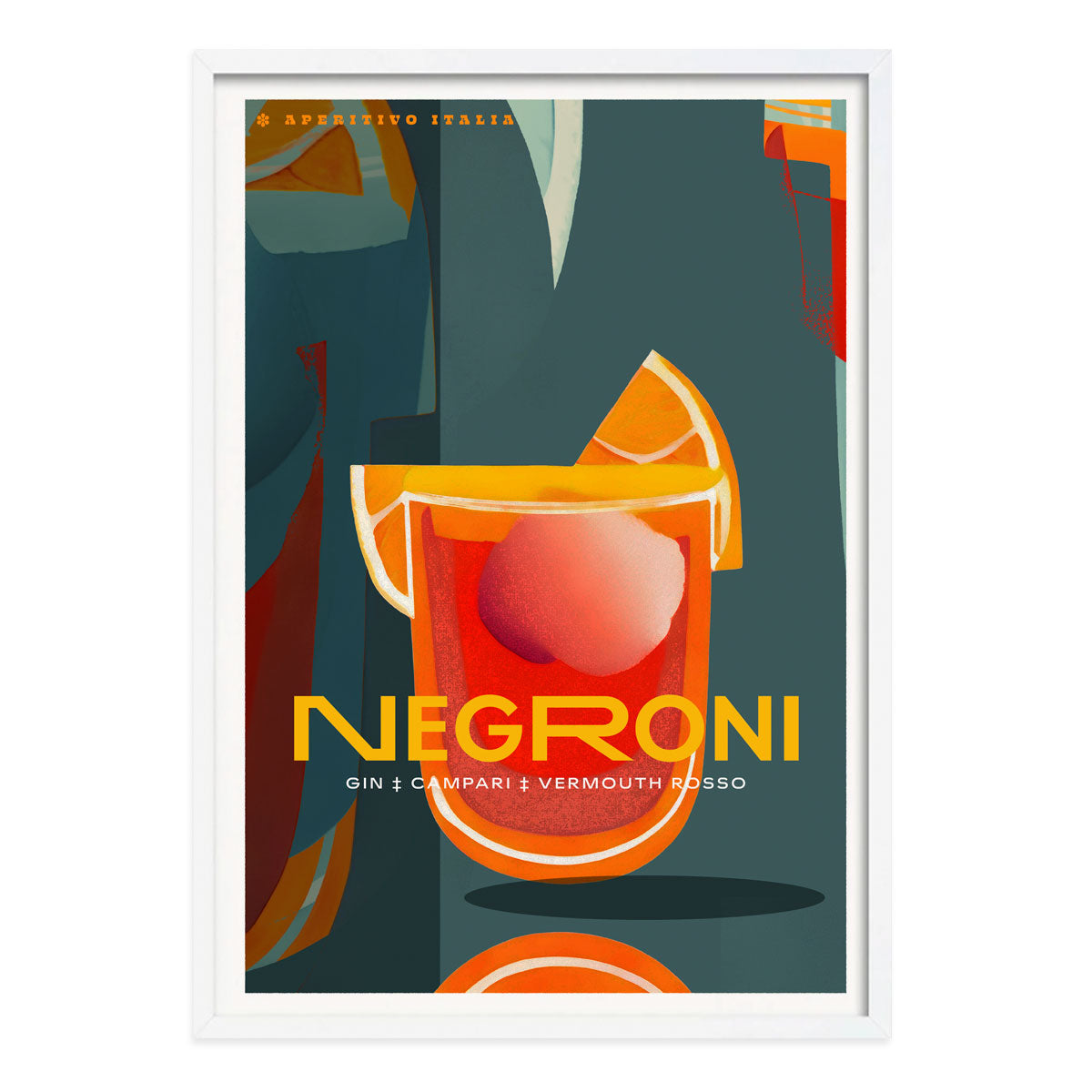 Negroni Italy vintage retro poster print in white frame from Places We Luv