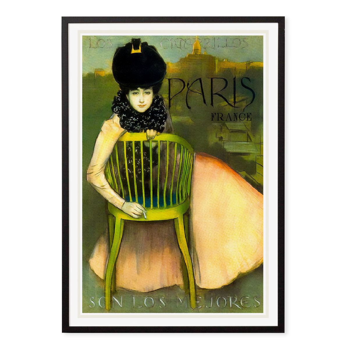 Paris France travel advertising retro poster print in black frame from Places We Luv