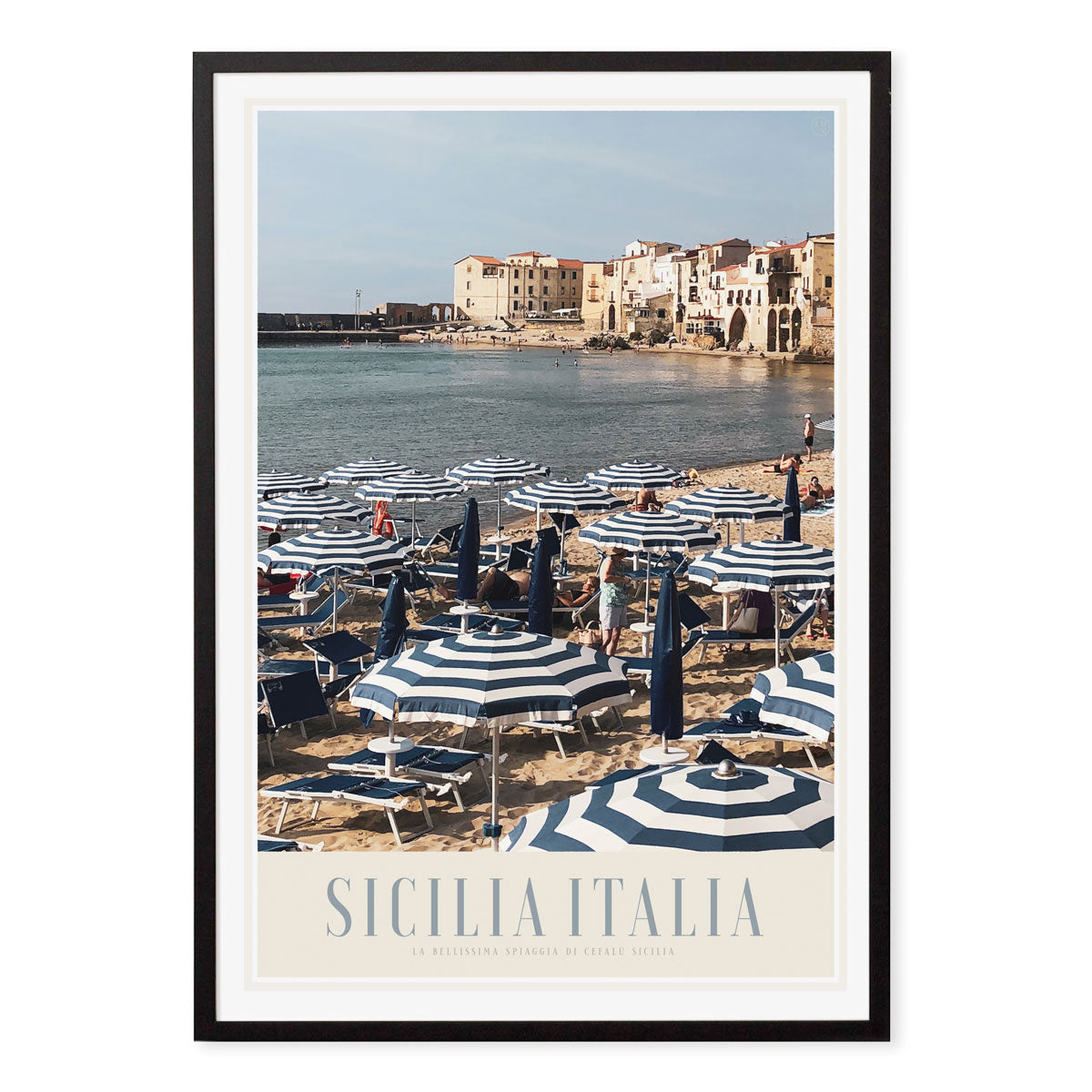Sicilia Italia vintage retro poster print in black frame from Places We Luv
