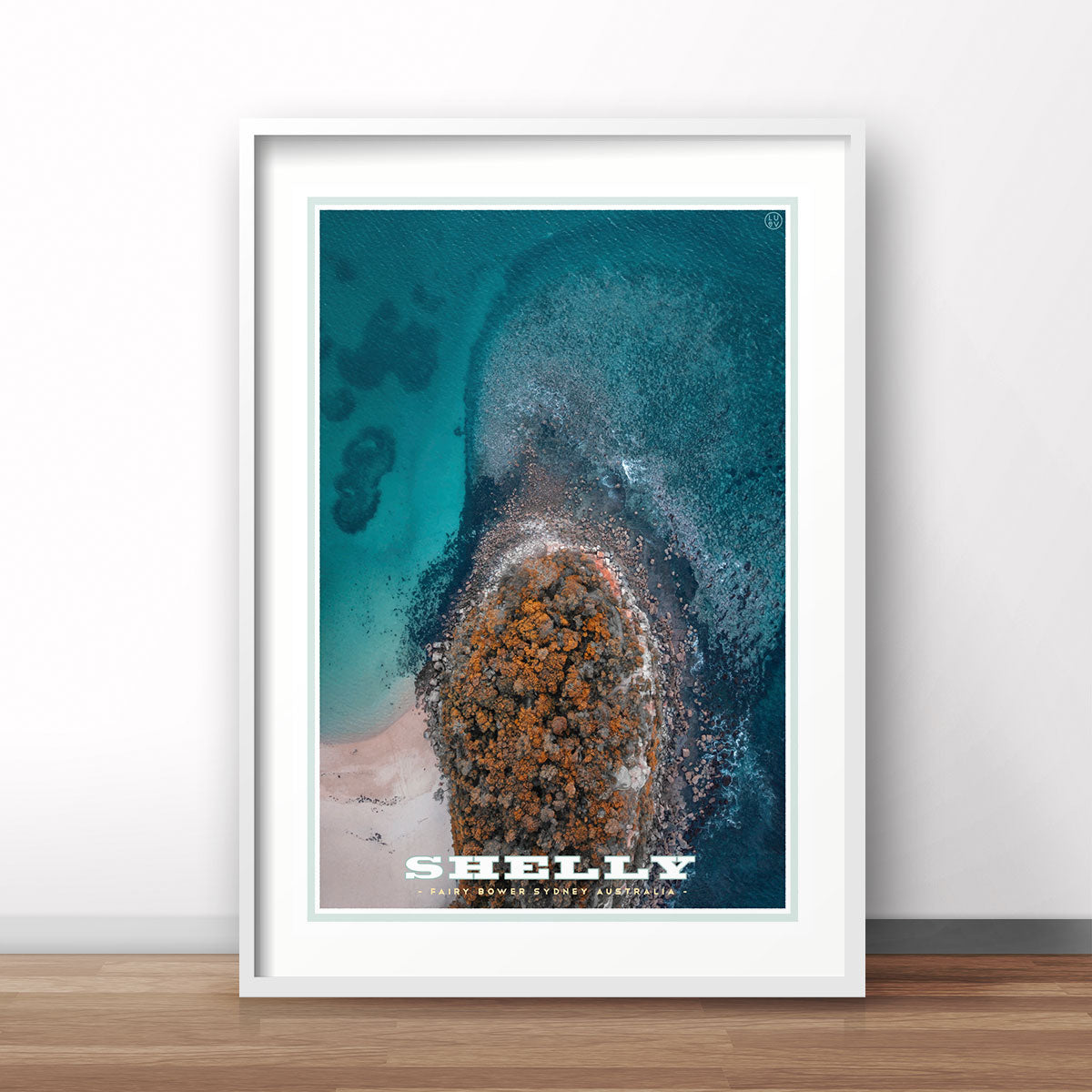 Shelly Beach headland vintage travel print by Places We Luv