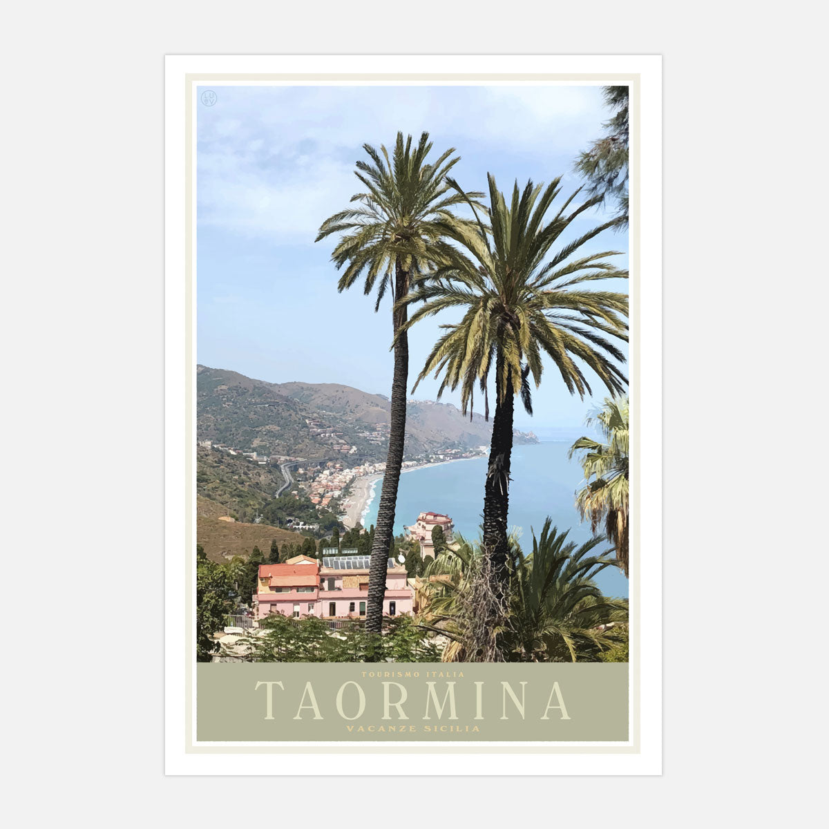 Taormina Sicily retro vintage poster print from Places We Luv