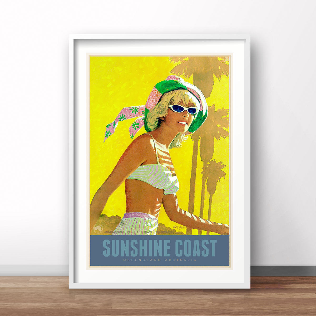 Sunshine Coast QLD vintage retro travel poster from Places We Luv