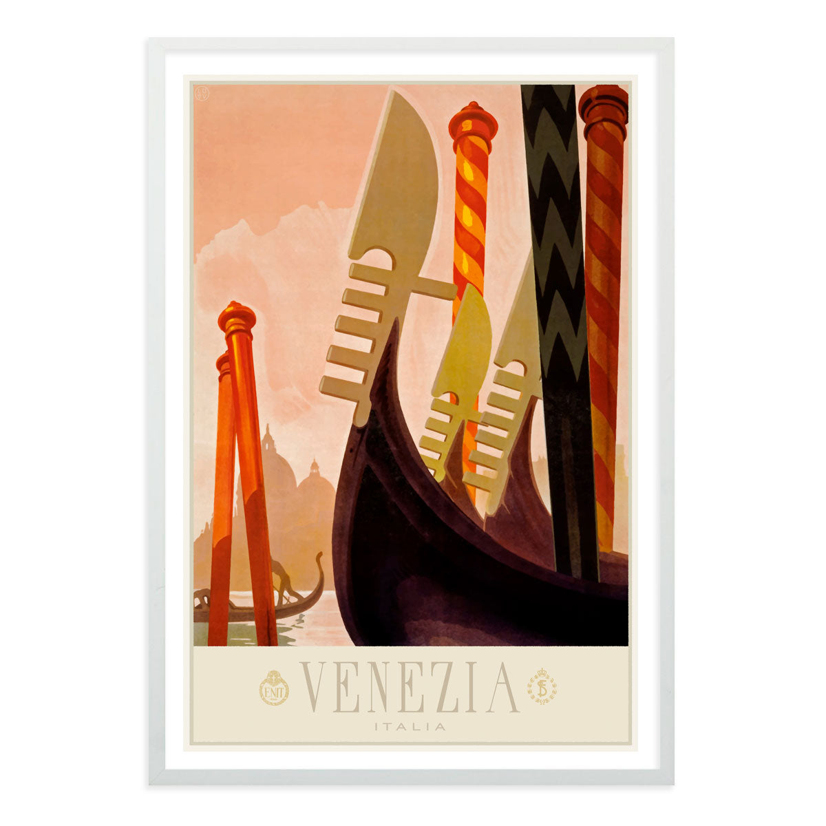 Venice Italy retro vintage print poster in white frame from Places We Luv