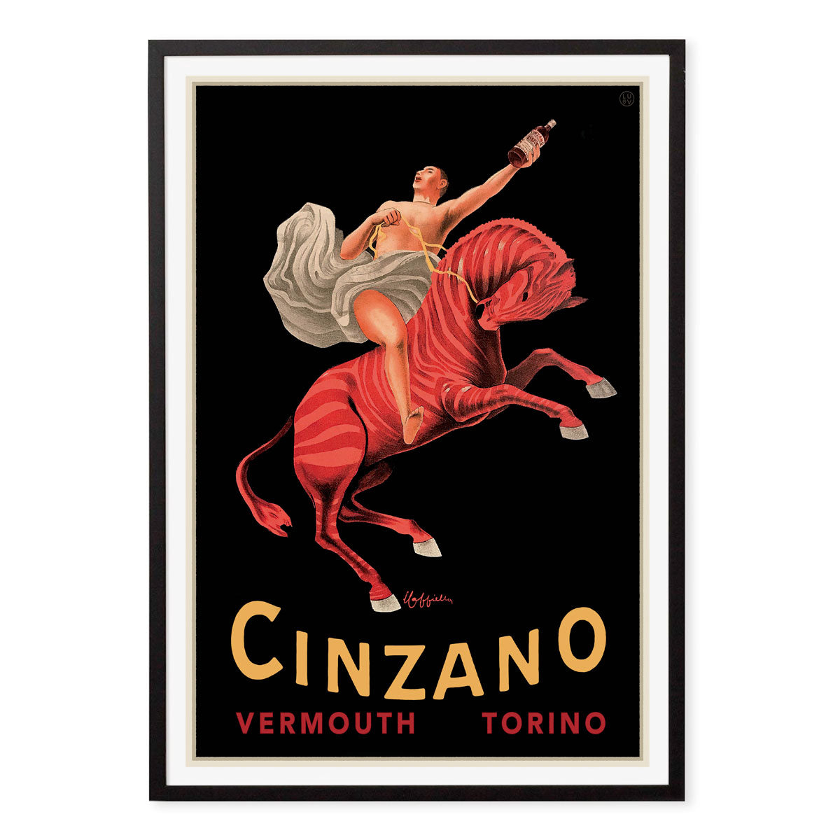 Cinzano Vermouth vintage advertising poster print in black frame from Places We Luv
