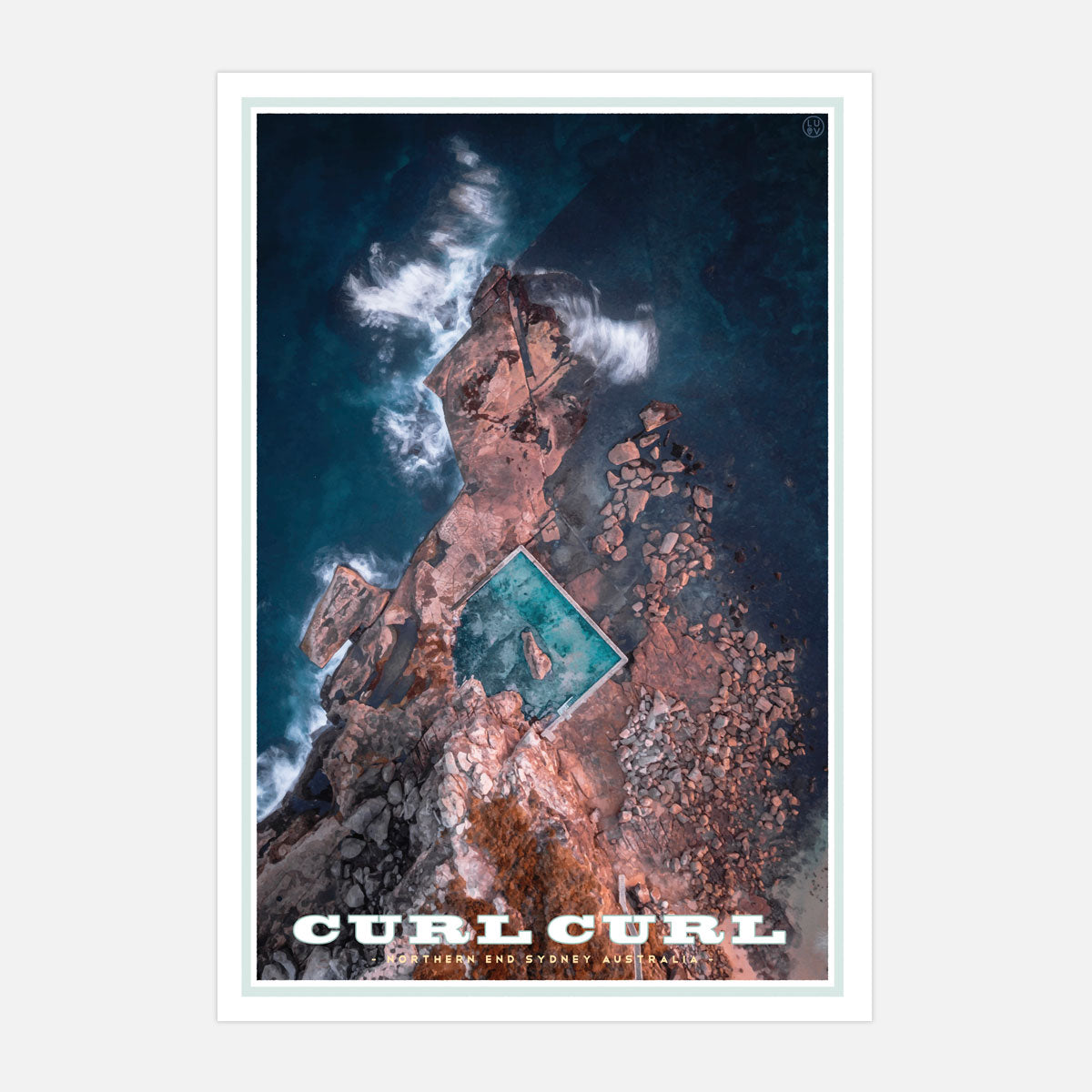 Curl Curl Pool vintage travel style print by places we luv