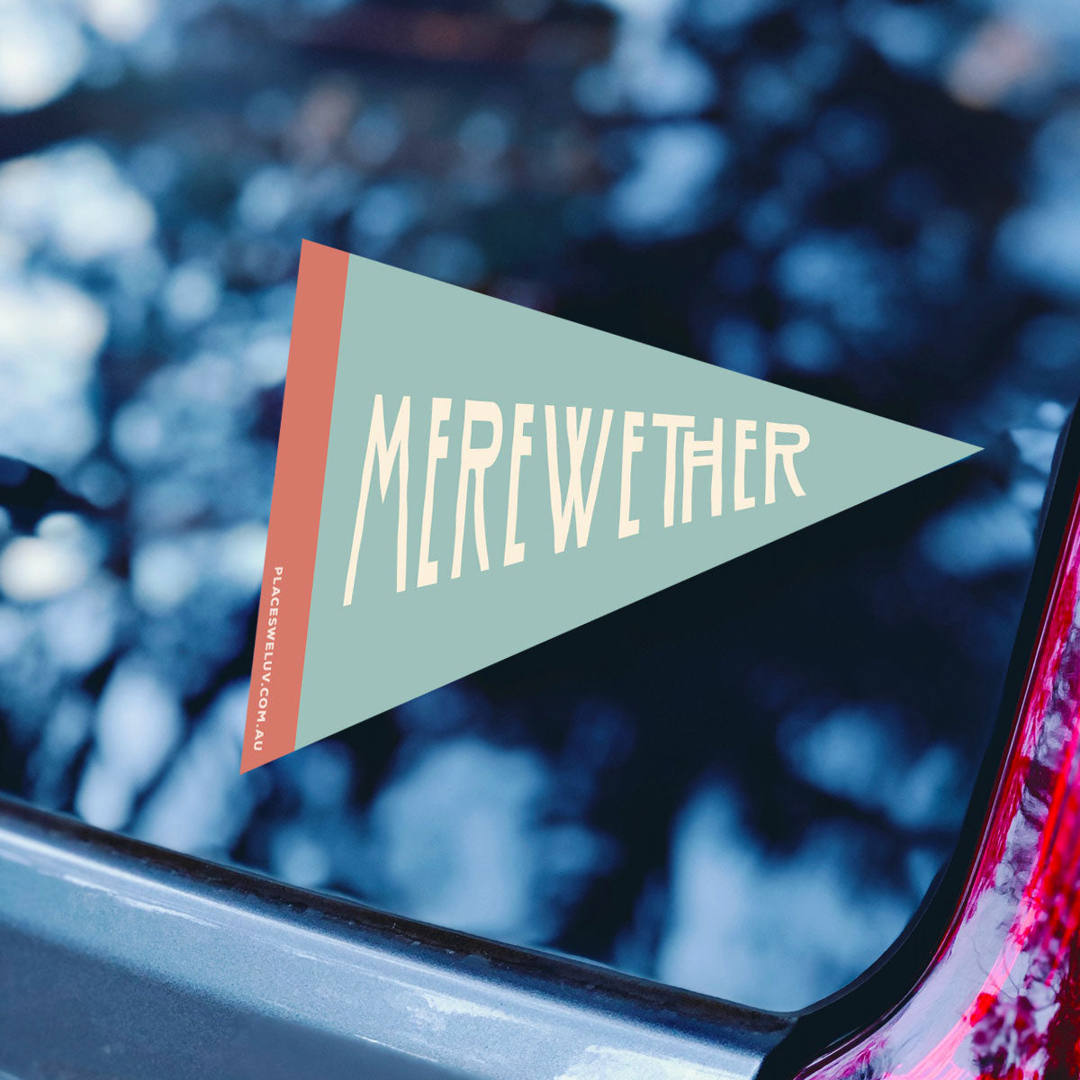 Merewether vintage travel style flag decal by places we luv