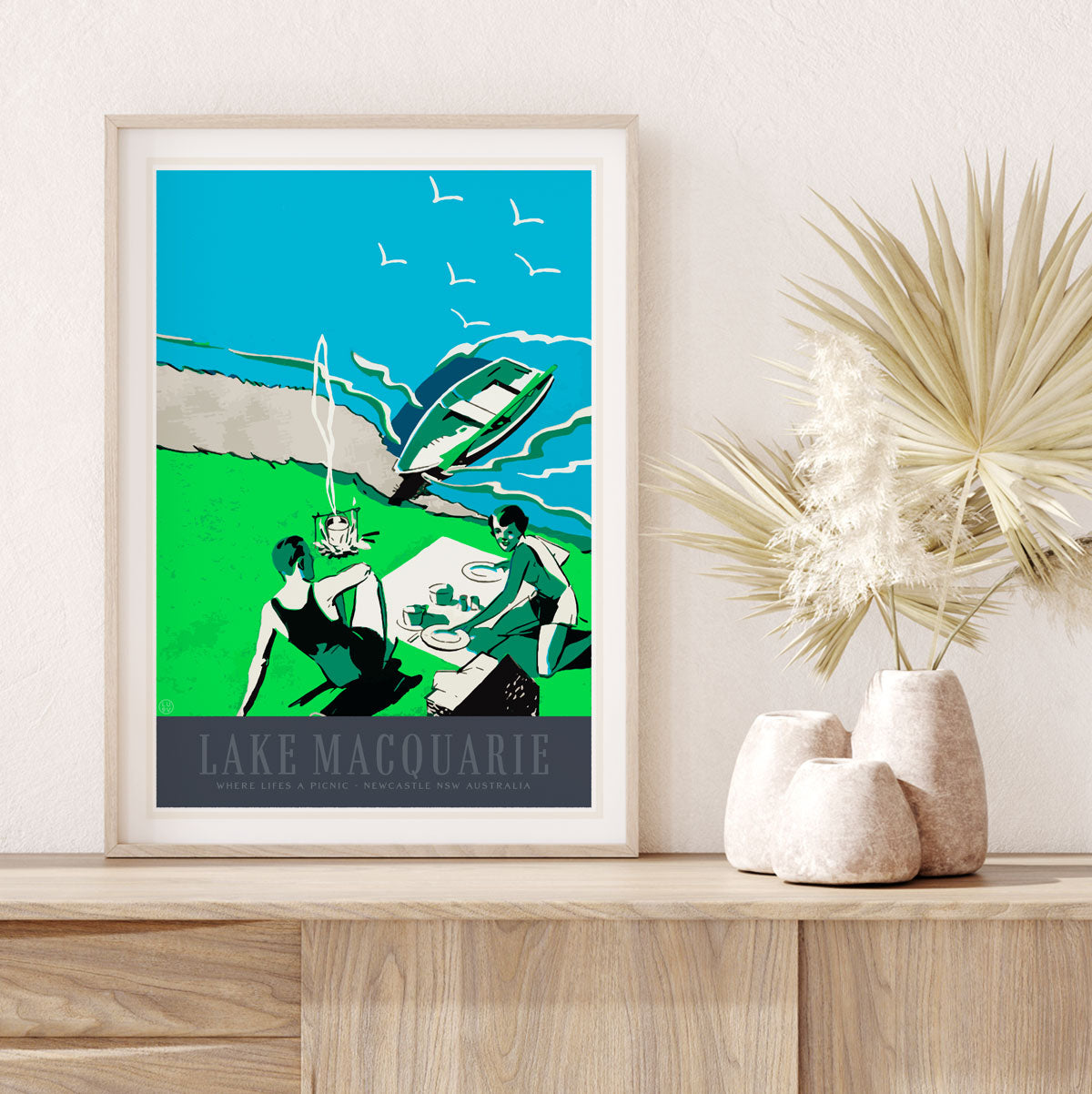 Lake Macquarie retro vintage print by places we luv