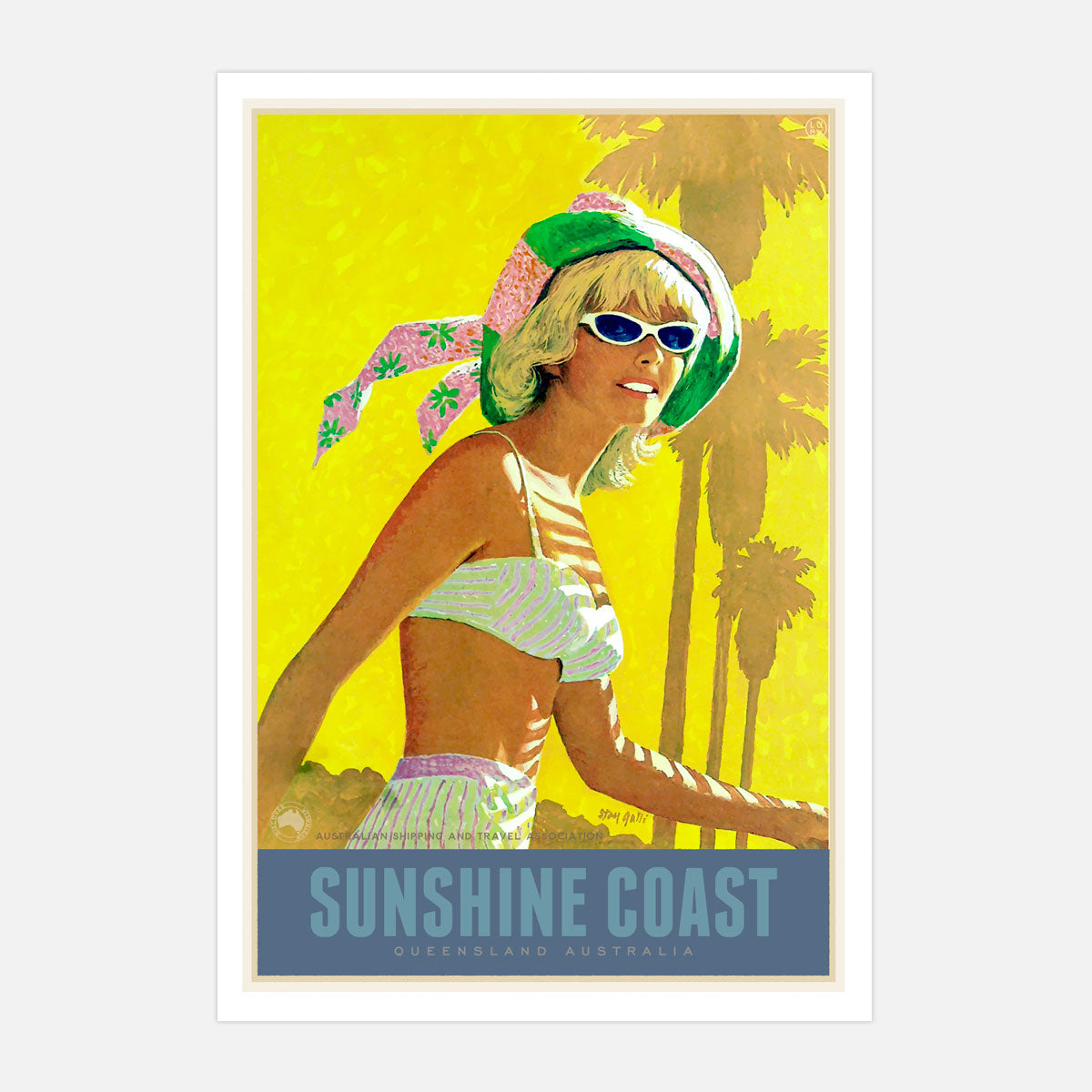 Sunshine Coast QLD vintage retro poster from Places We Luv