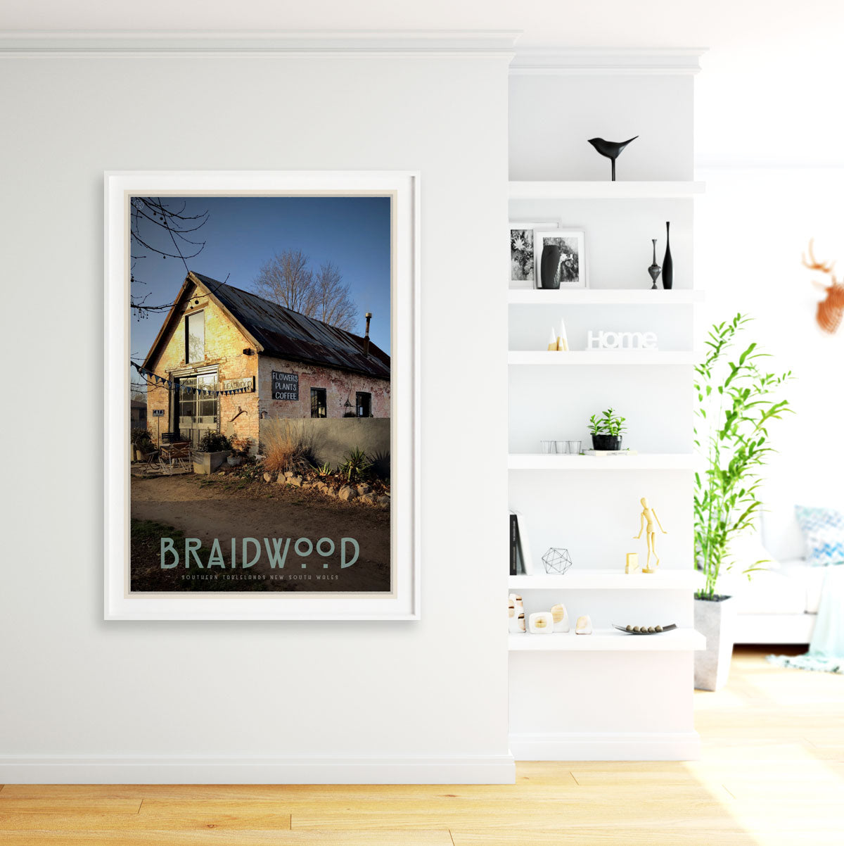 Braidwood cafe vintage travel style poster. Original design by Places We Luv