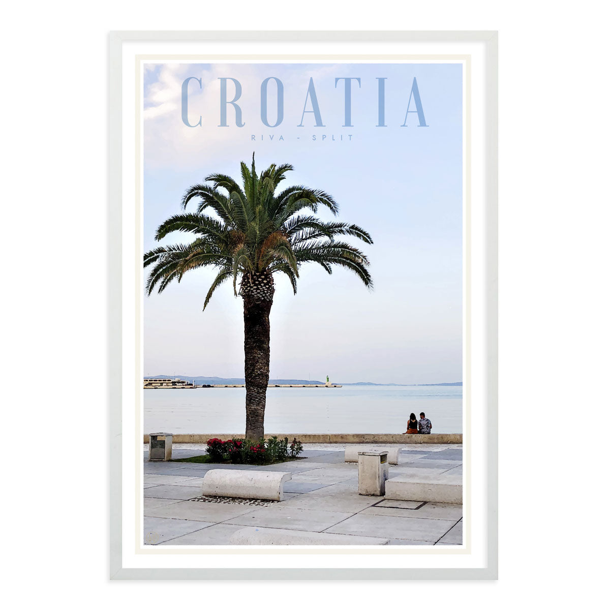 Split Croatia vintage travel style white framed print by places we luv