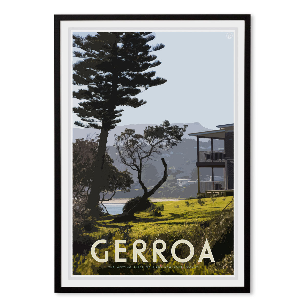 Gerroa black framed print - vintage travel style by Places We Luv