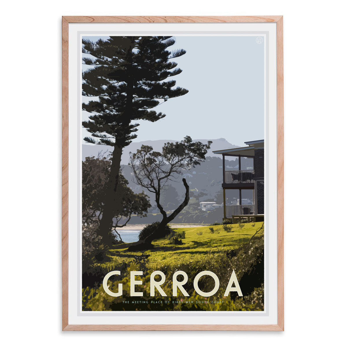 Gerroa oak framed print - vintage travel style by Places We Luv