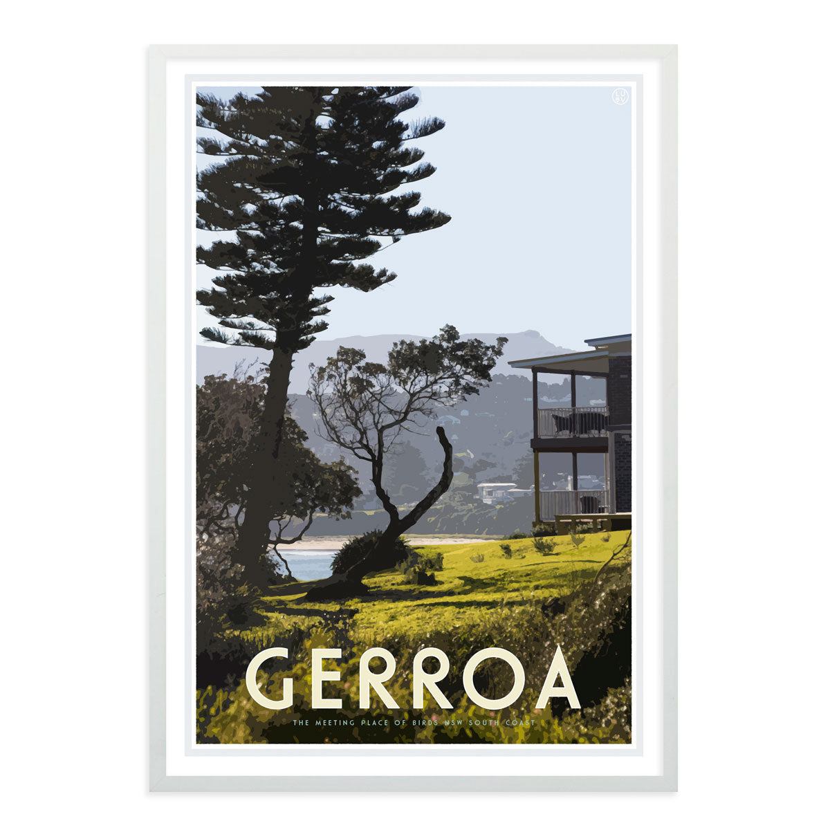 Gerroa white framed print - vintage travel style by Places We Luv