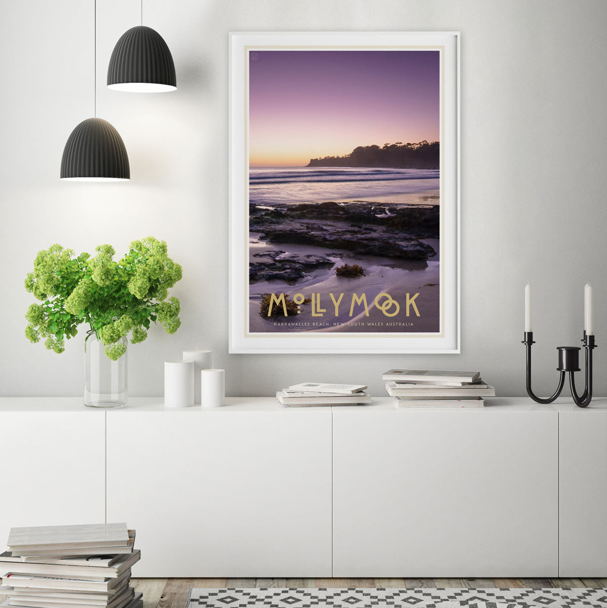 Mollymook print vintage travel poster style. Original design by Places We Luv