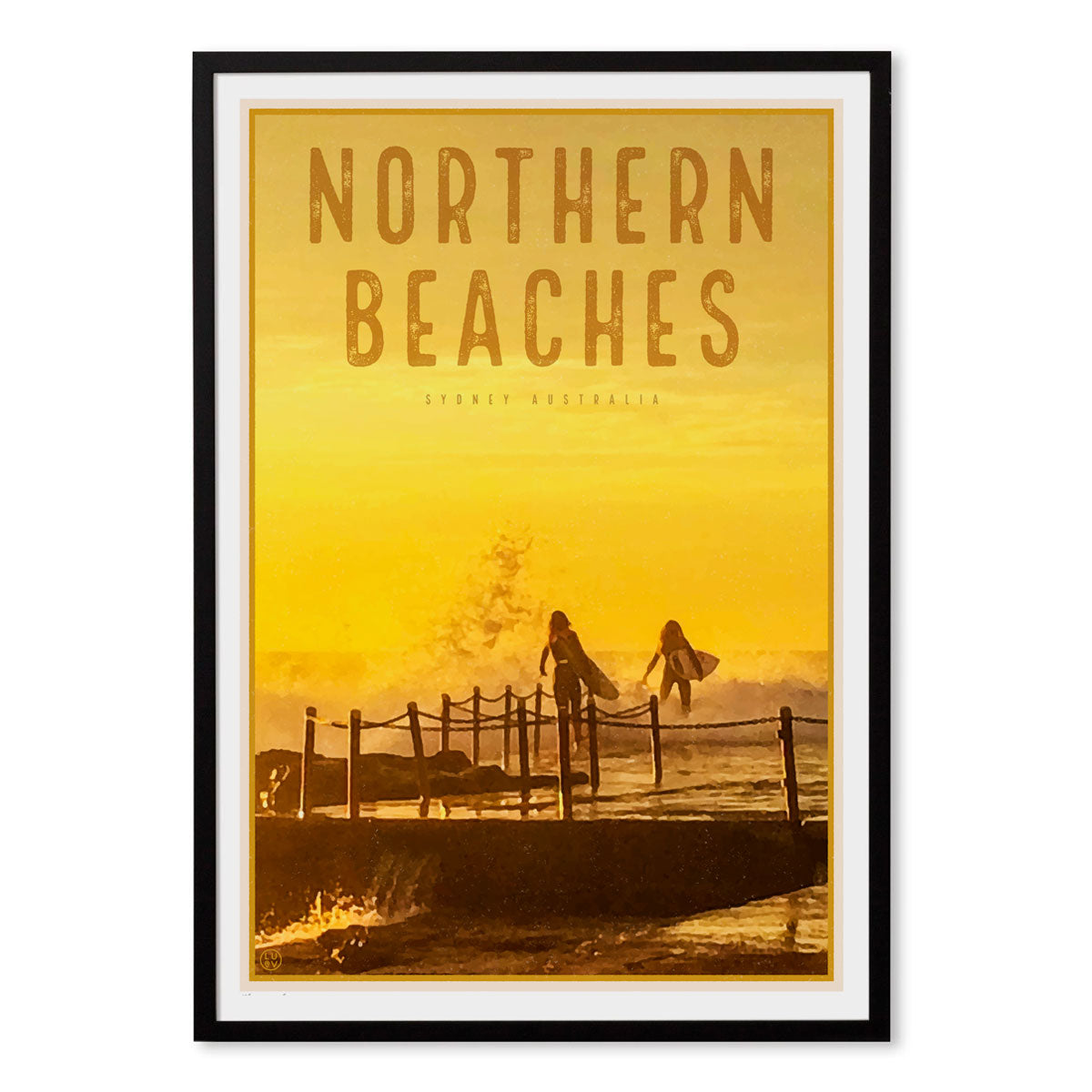 Northern Beaches vintage travel style framed prints by Places We Luv