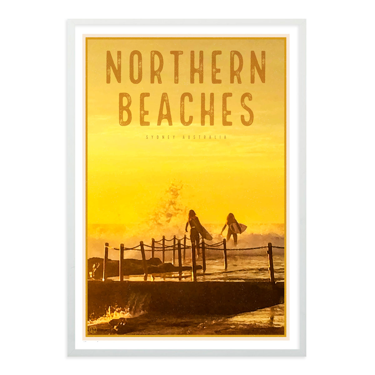 Northern Beaches vintage travel style wall art prints by Places We Luv