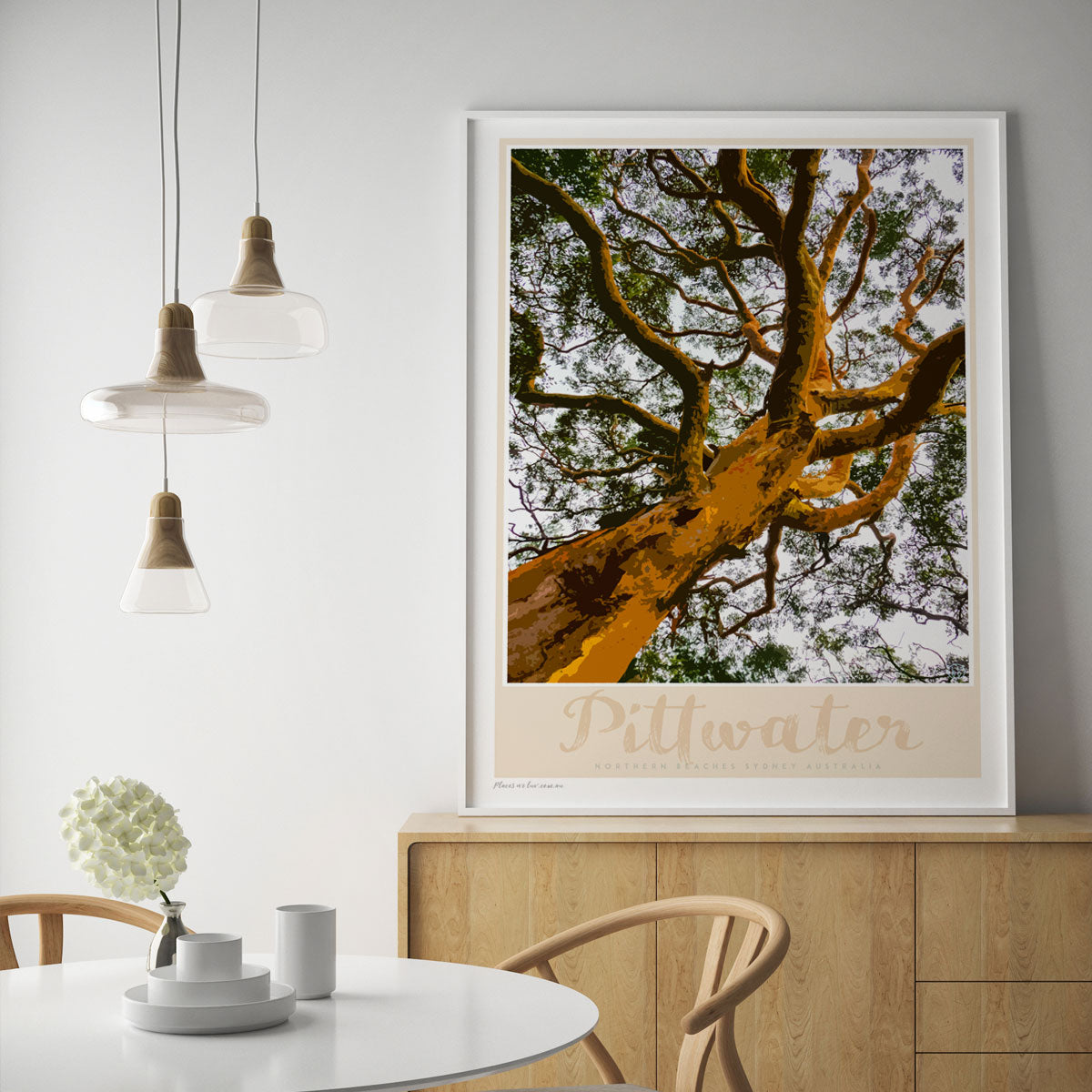 Pittwater vintage travel style poster by places we luv