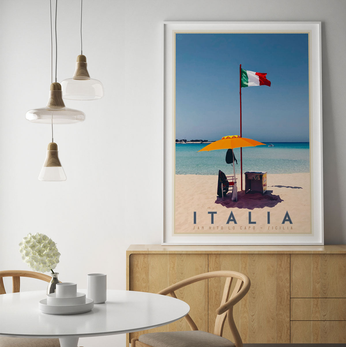 Italy beach vintage travel style poster by placesweluv