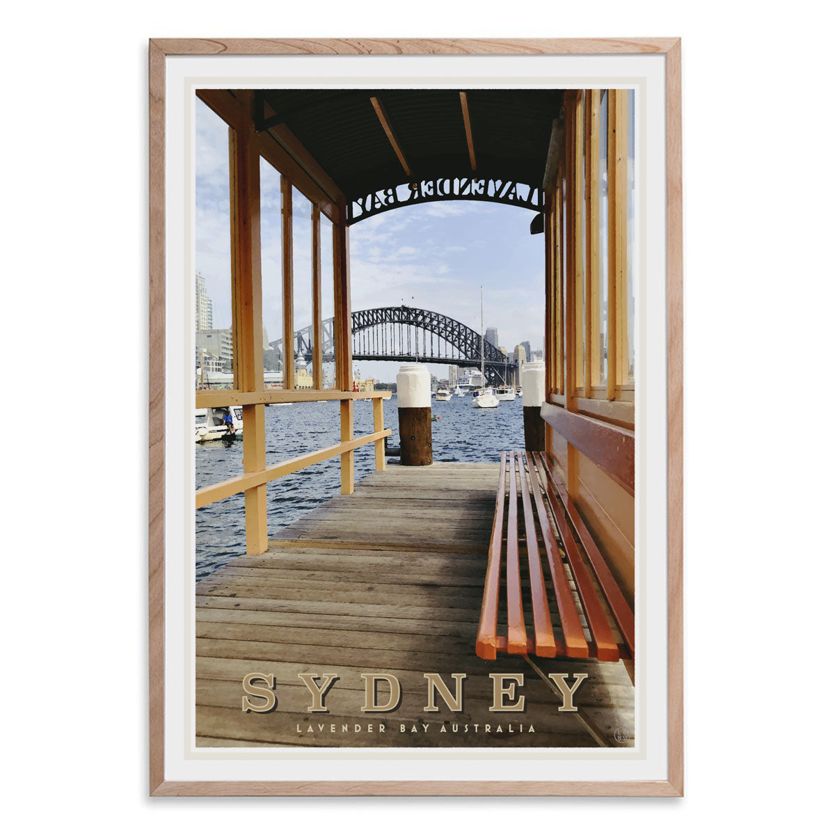 Lavender Bay Sydney vintage style travel oak framed print by places we luv