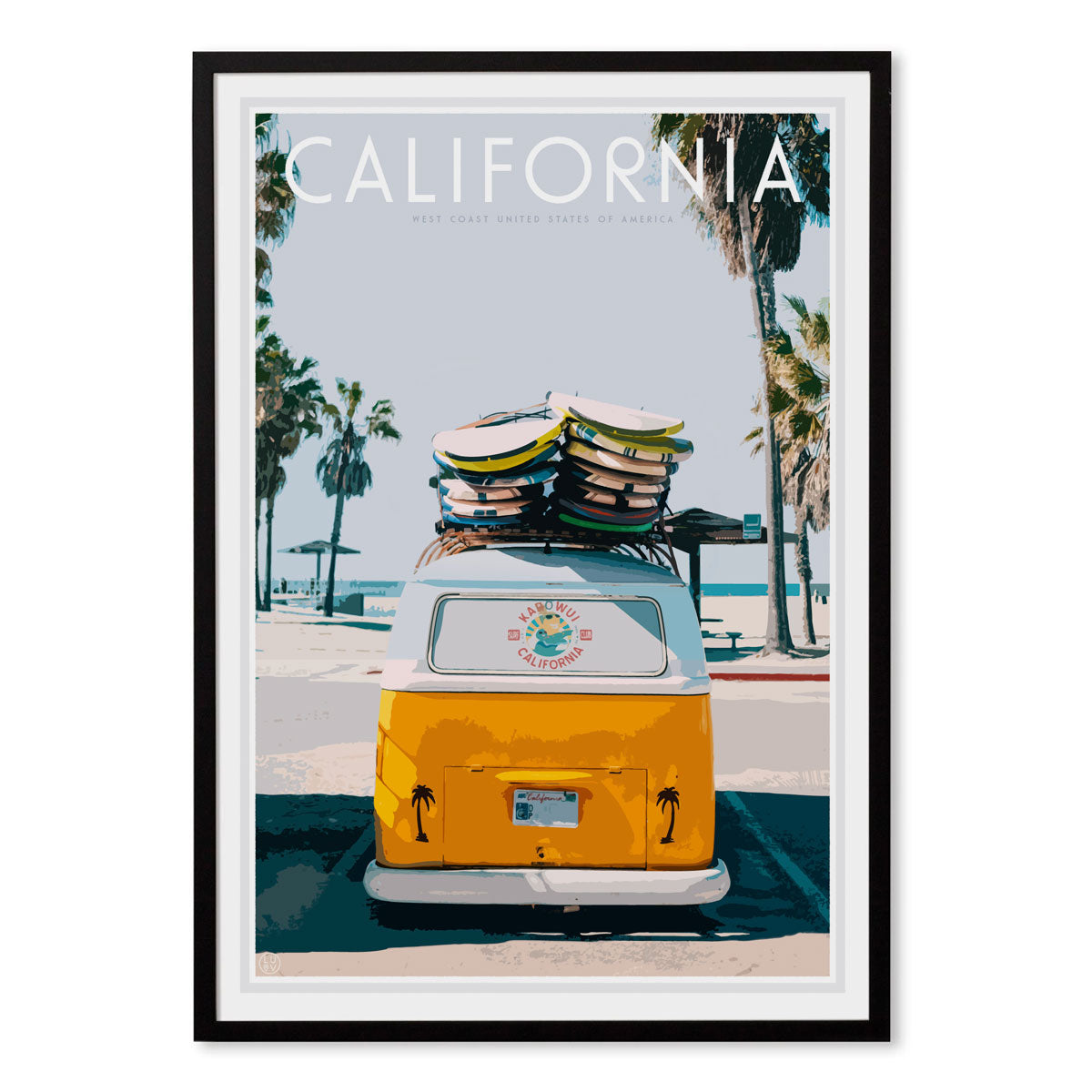 california vintage travel style framed print by placesweluv