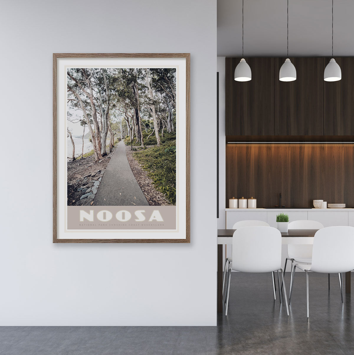 Noosa vintage travel style framed poster by places we luv