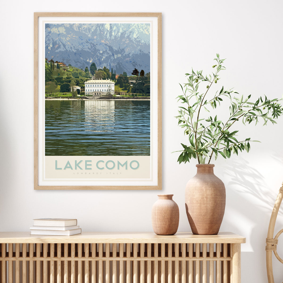 Lake Como Italy, retro travel style print by places we luv