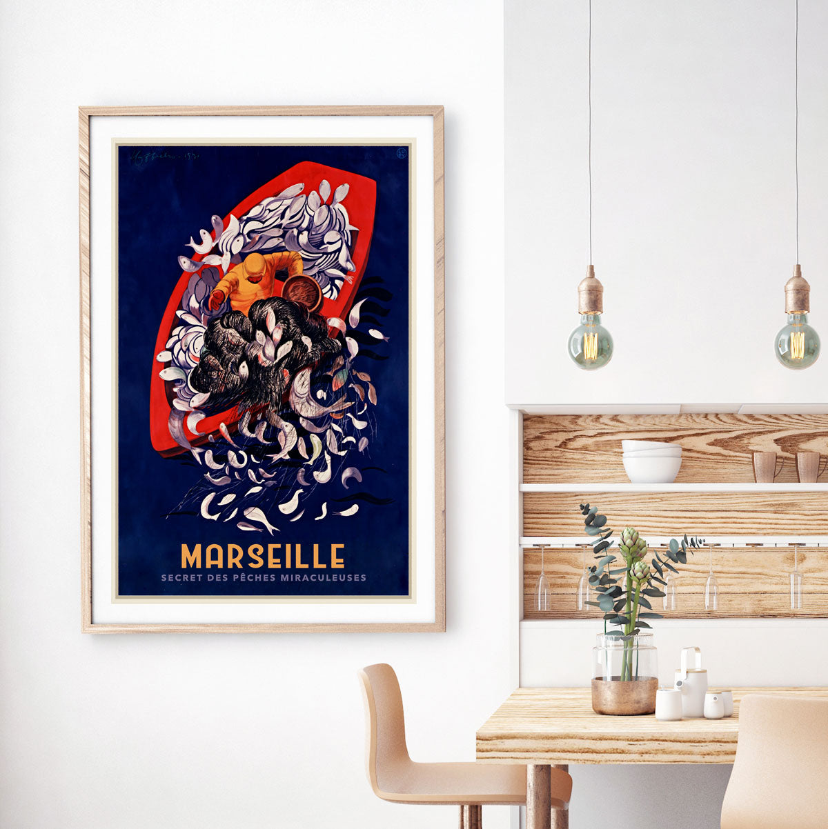 Marseille travel poster France in oak frame from Places We Luv