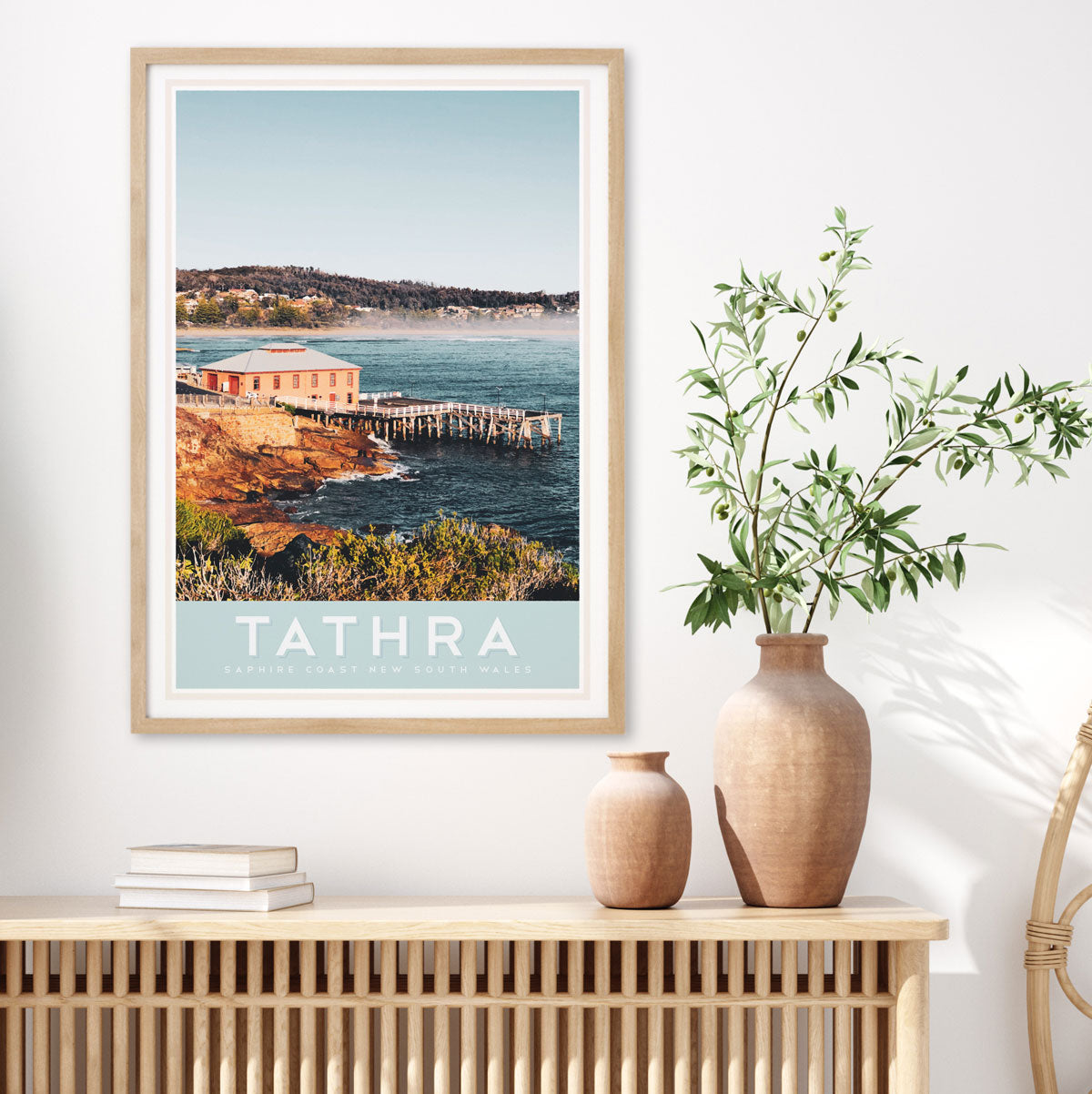 Tathra NSW vintage retro travel poster framed by Places we Luv