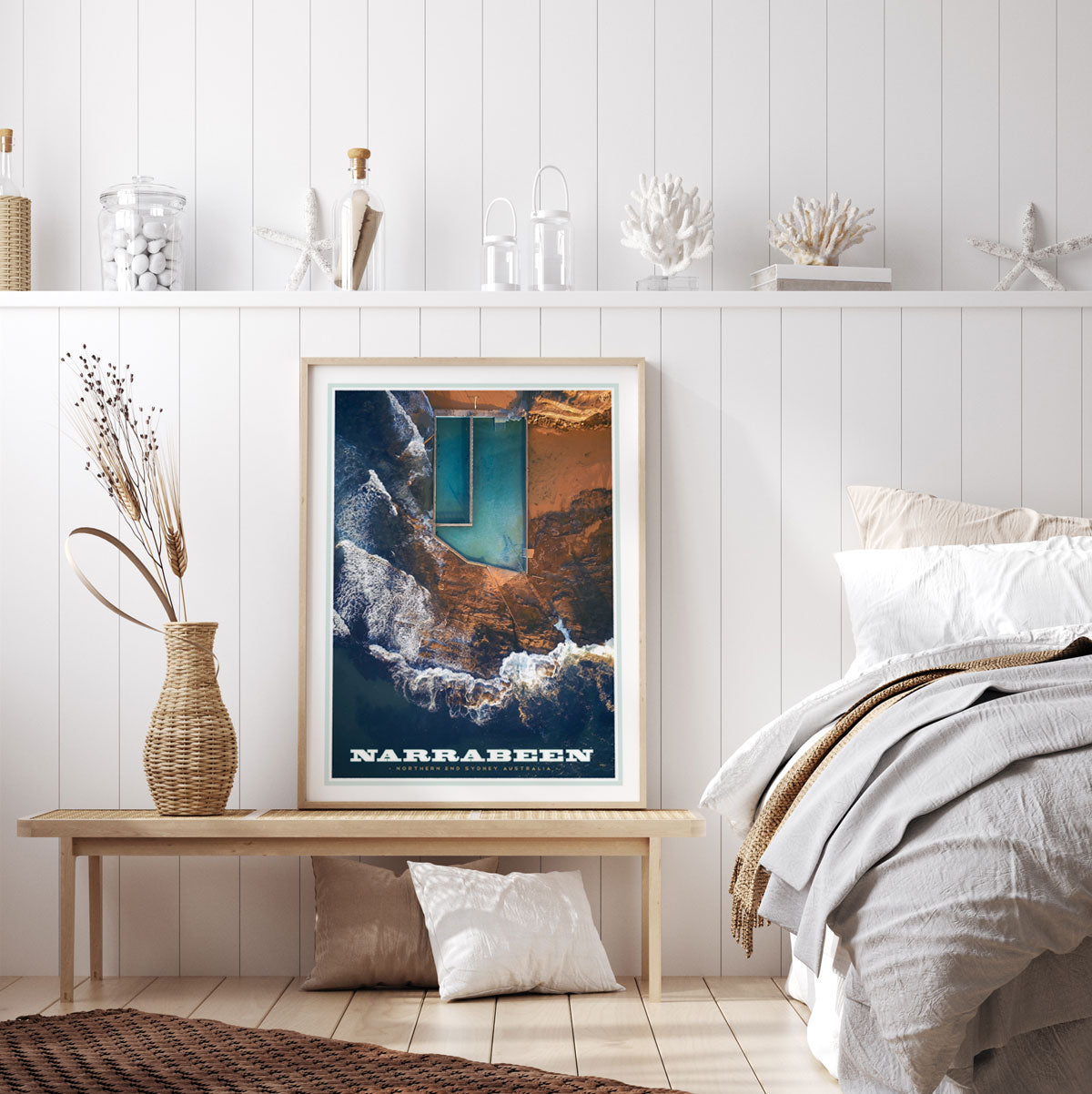 North Narrabeen vintage travel style framed print by places we luv