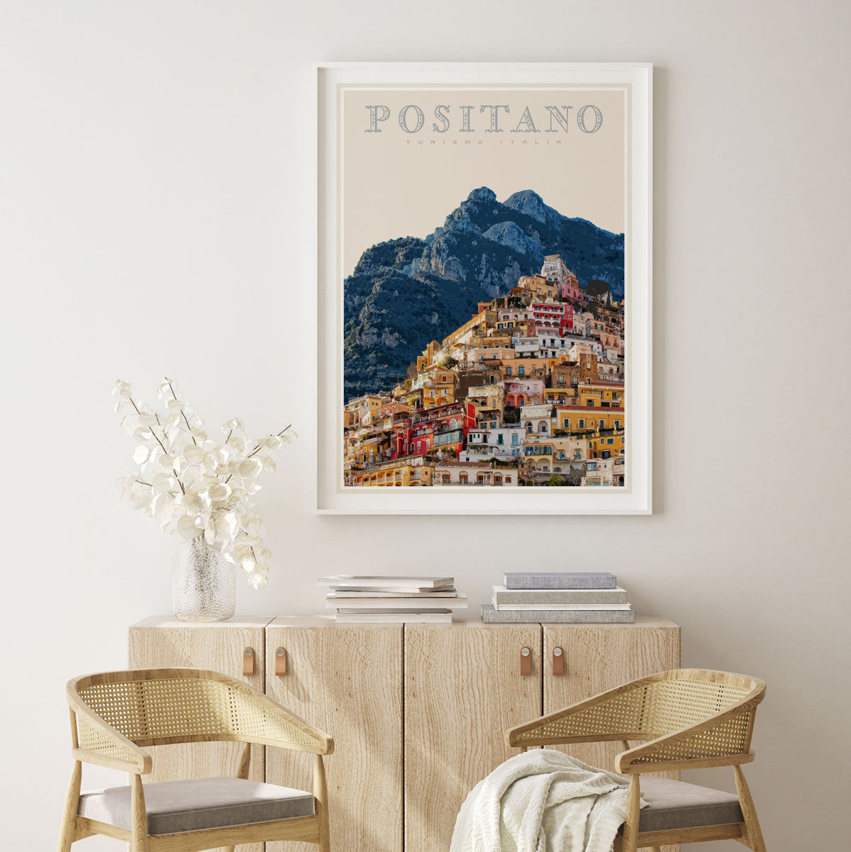 Positano Italy retro vintage travel poster from Places We Luv