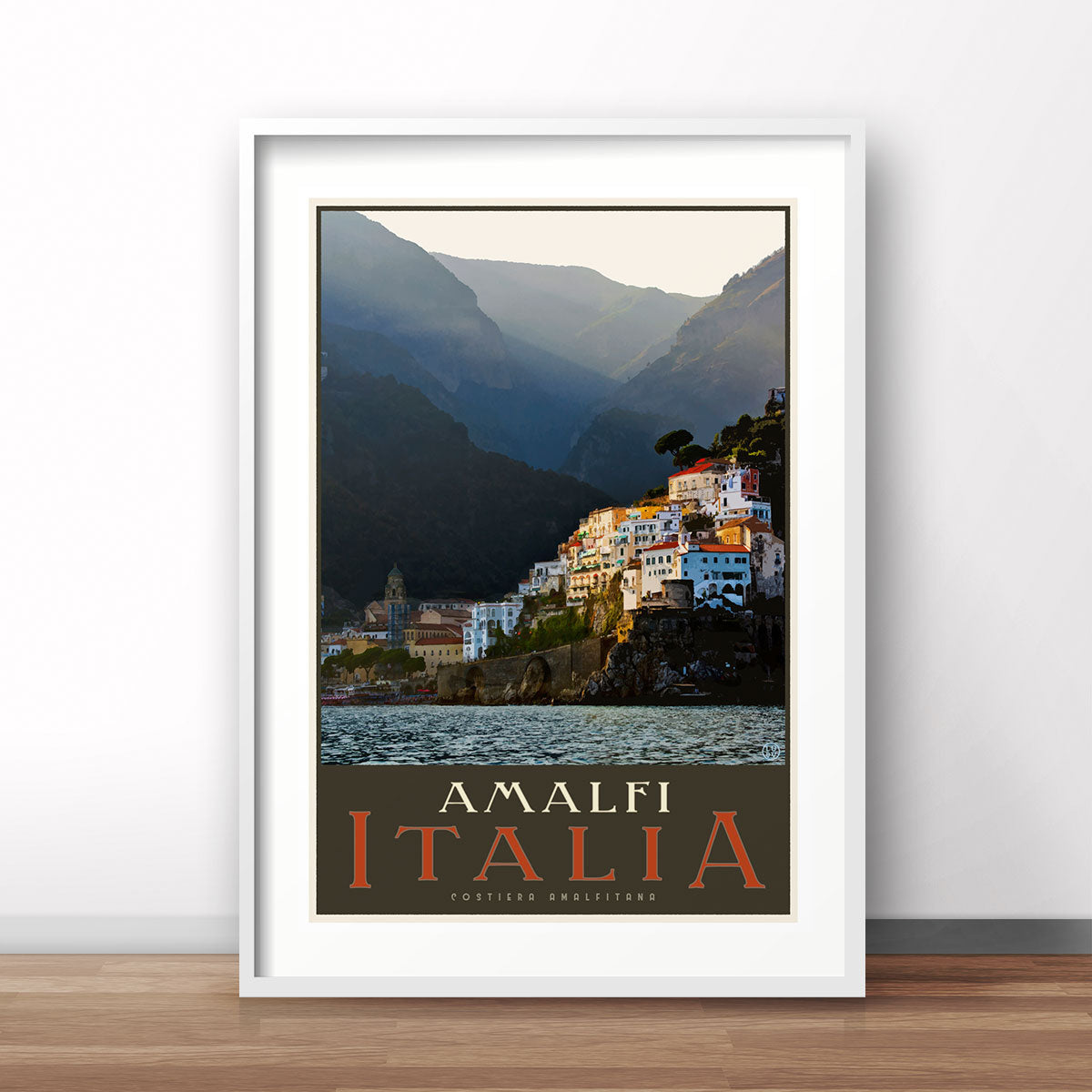 Amalfi Italy retro vintage travel style poster by Places We Luv