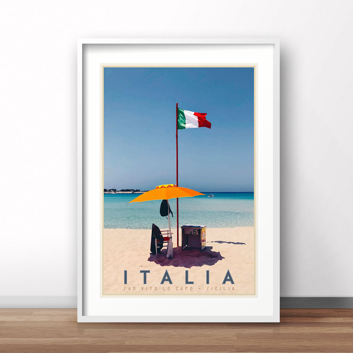 Italy beach vintage travel style poster by placesweluv