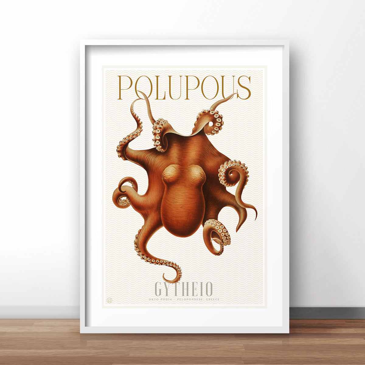 Greek Octopus retro vintage poster print from Places We Luv
