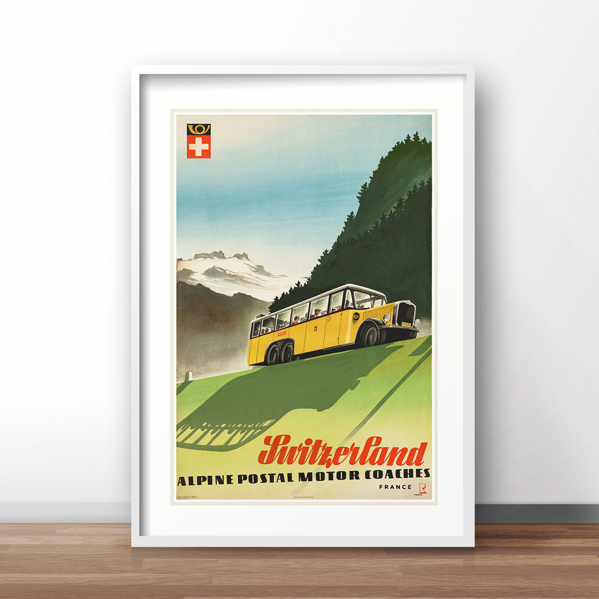 Retro vintage travel Switzerland poster print from Places We Luv