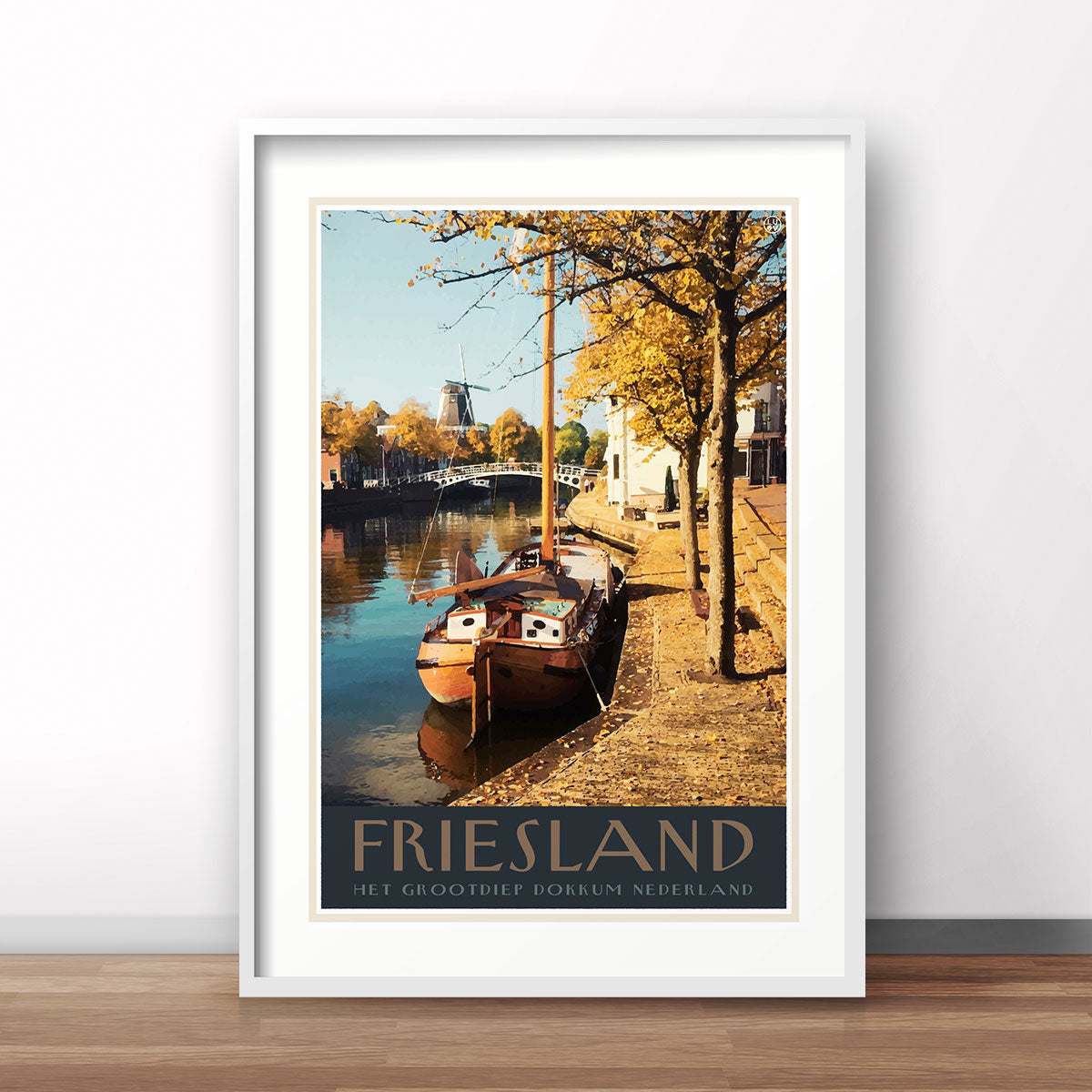 Friesland Netherlands retro vintage poster print from places we luv