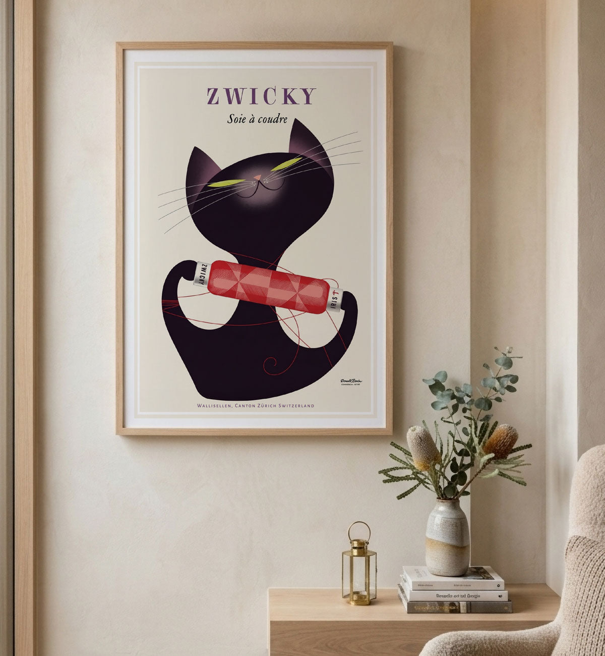 Zwicky Swiss retro vintage advertising poster in lounge room from Places We Luv