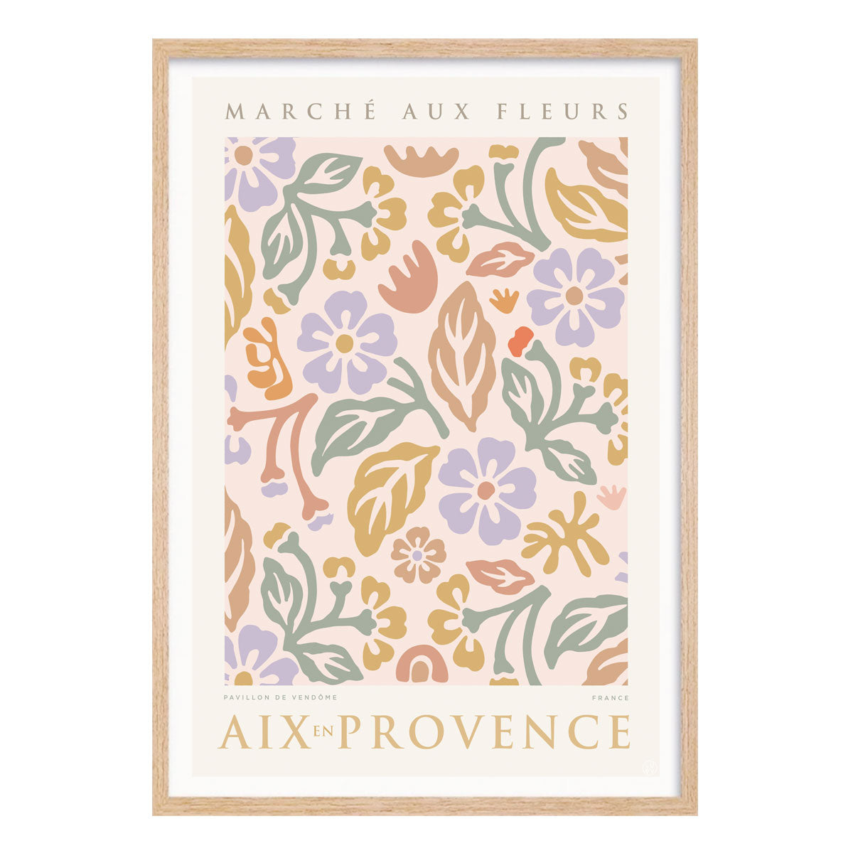 Aix en Provence retro poster print in oak frame from Places We Luv