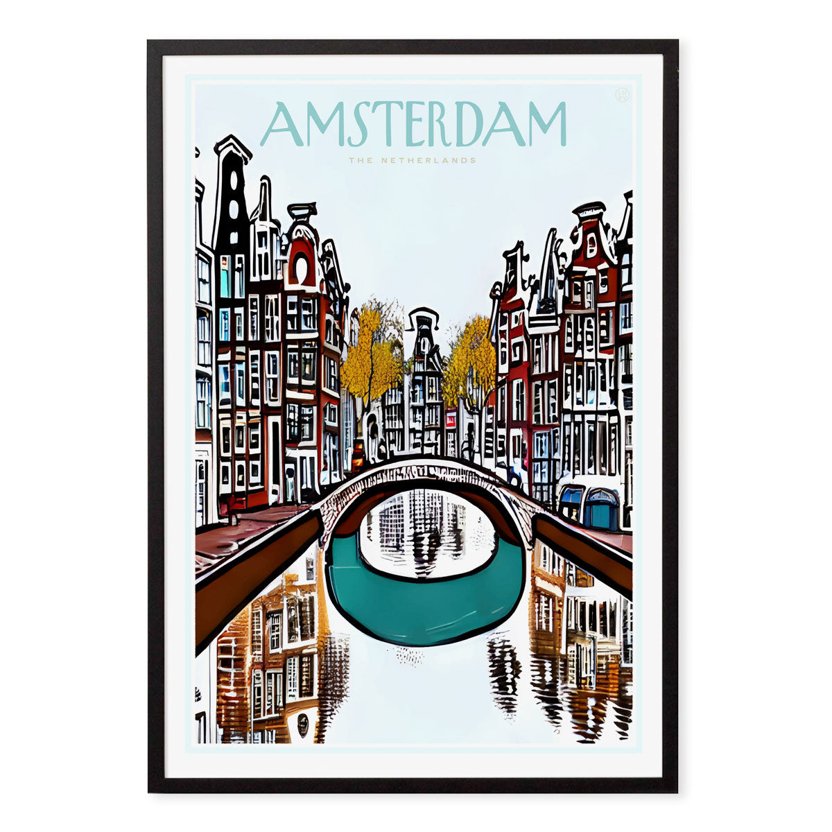 Amsterdam the Netherlands retro vintage travel framed print from Places We Luv