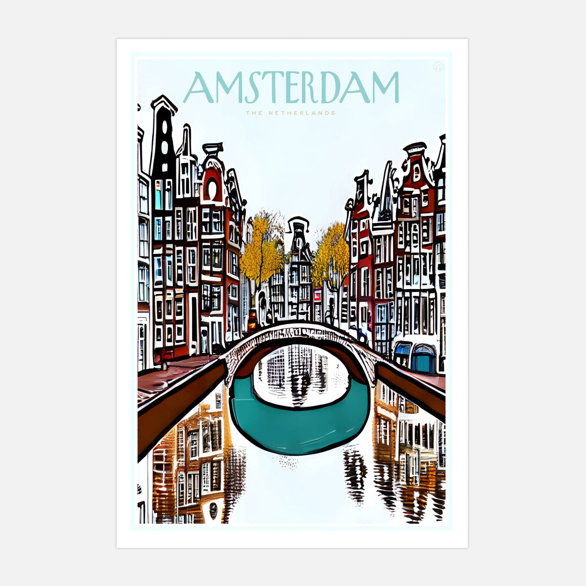 Amsterdam the Netherlands retro vintage travel poster from Places We Luv