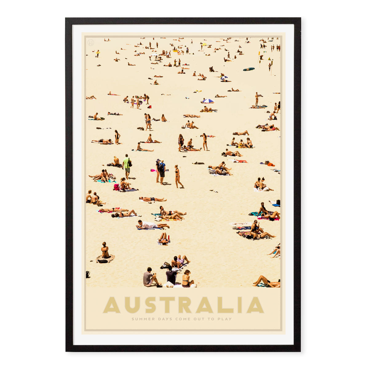 Australia Beach retro vintage print poster in black frame  from Places We Luv