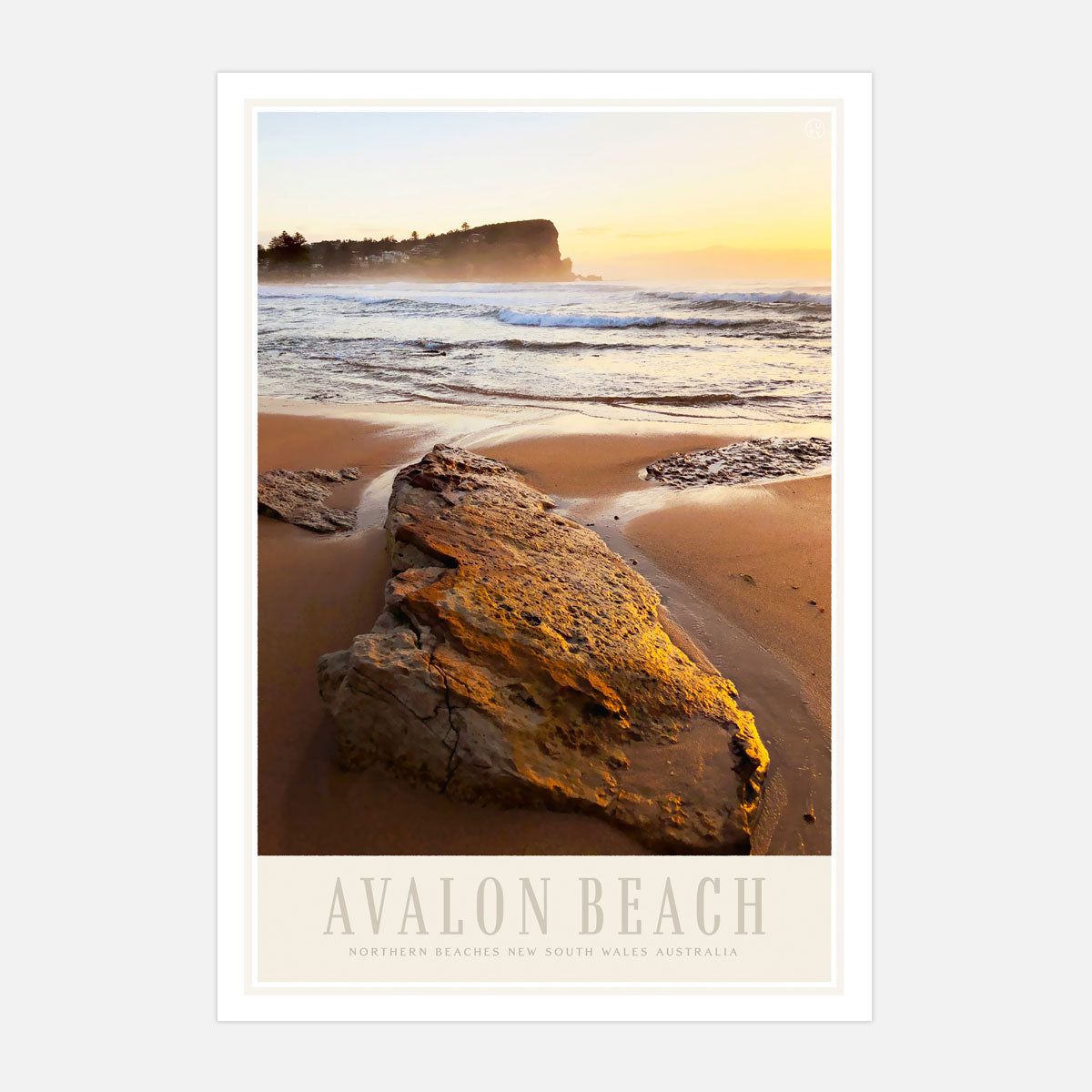 Avalon Beach golden sands vintage retro poster from Places we Luv